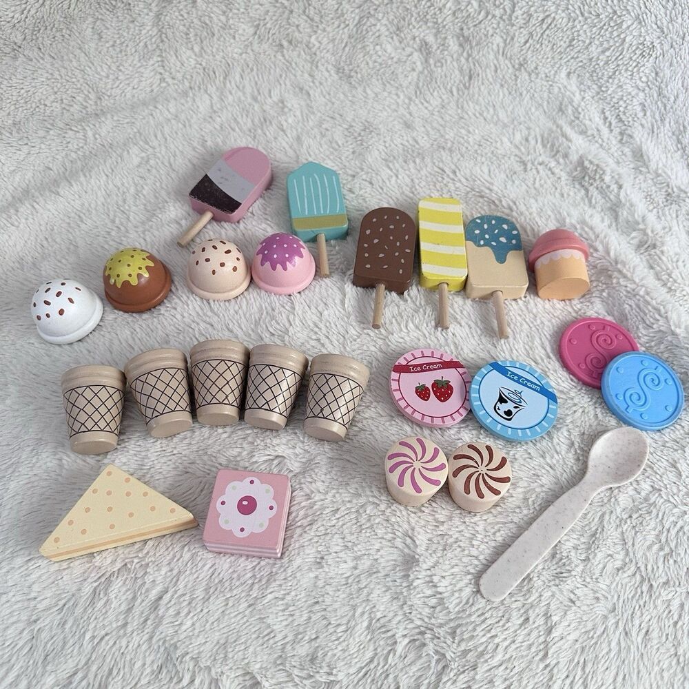 Wooden Ice Cream Counter Shop Play Food Accessories Replacement